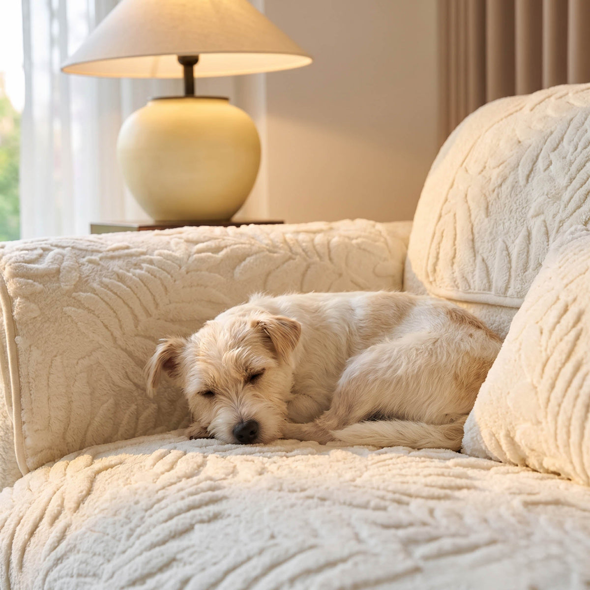 Plush Leaf Chenille Nonslip Sofa Cover
