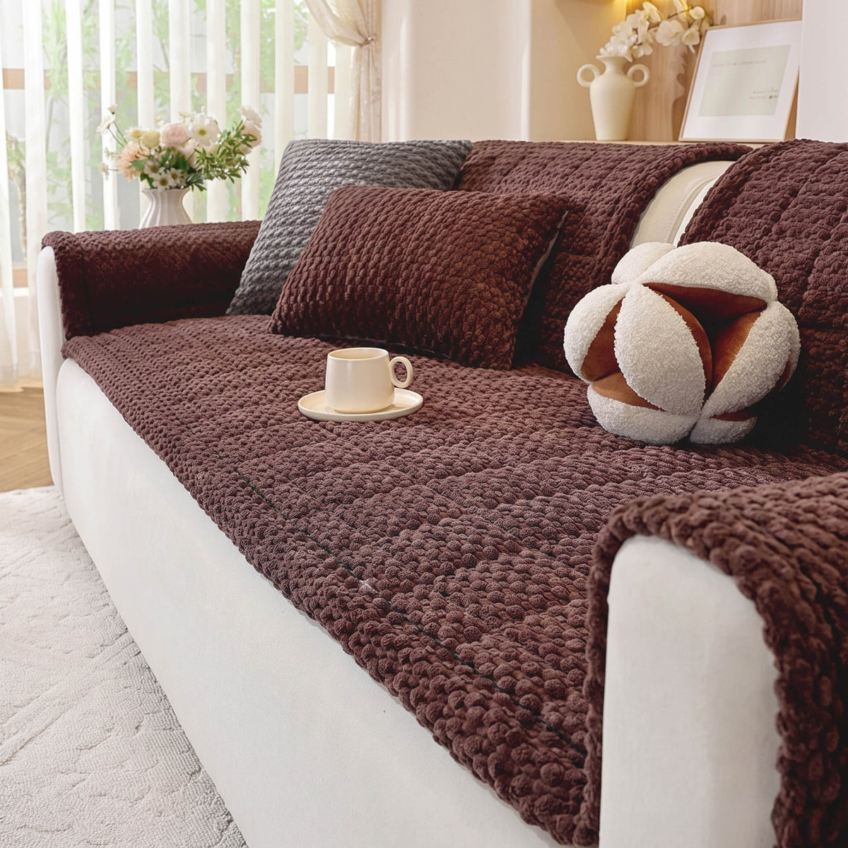 Cozy Corduroy Plush Nonslip Sofa/Couch Cover