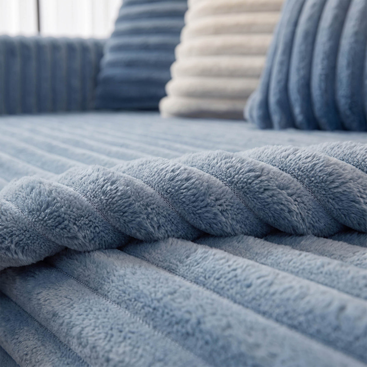 Luxe Ribbed Plush Nonslip Sofa/Couch Cover