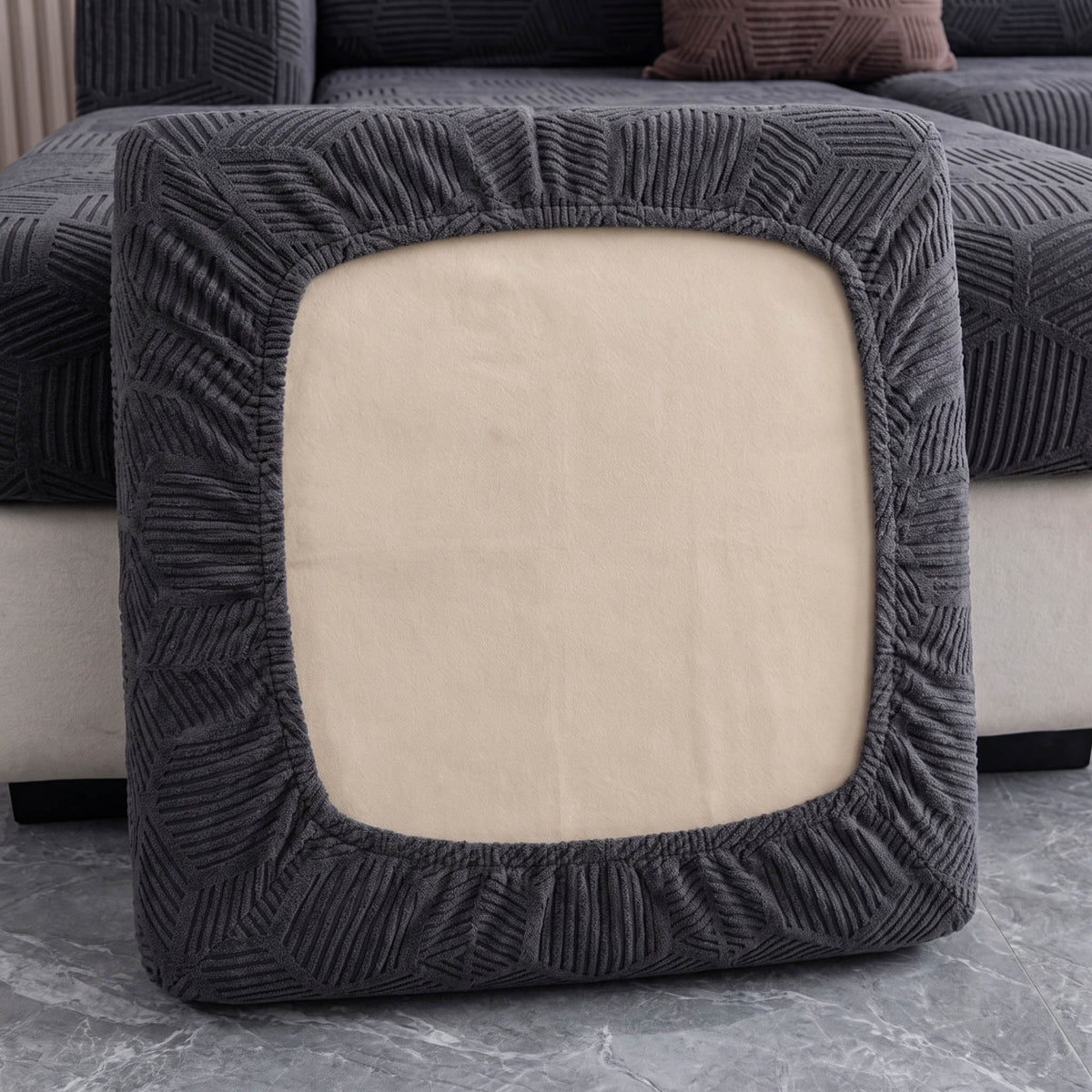 Spill-Resistant Honeycomb Jacquard Stretch Sofa Cover – Full-Cover Pet-Friendly Couch Protector
