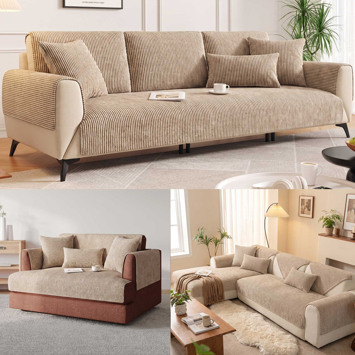 SoftWave Ribbed Chenille Nonslip Sofa Cover