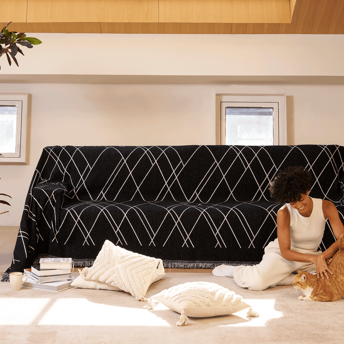 Nightfall Harmony Monochrome Chic Sofa / Couch Cover