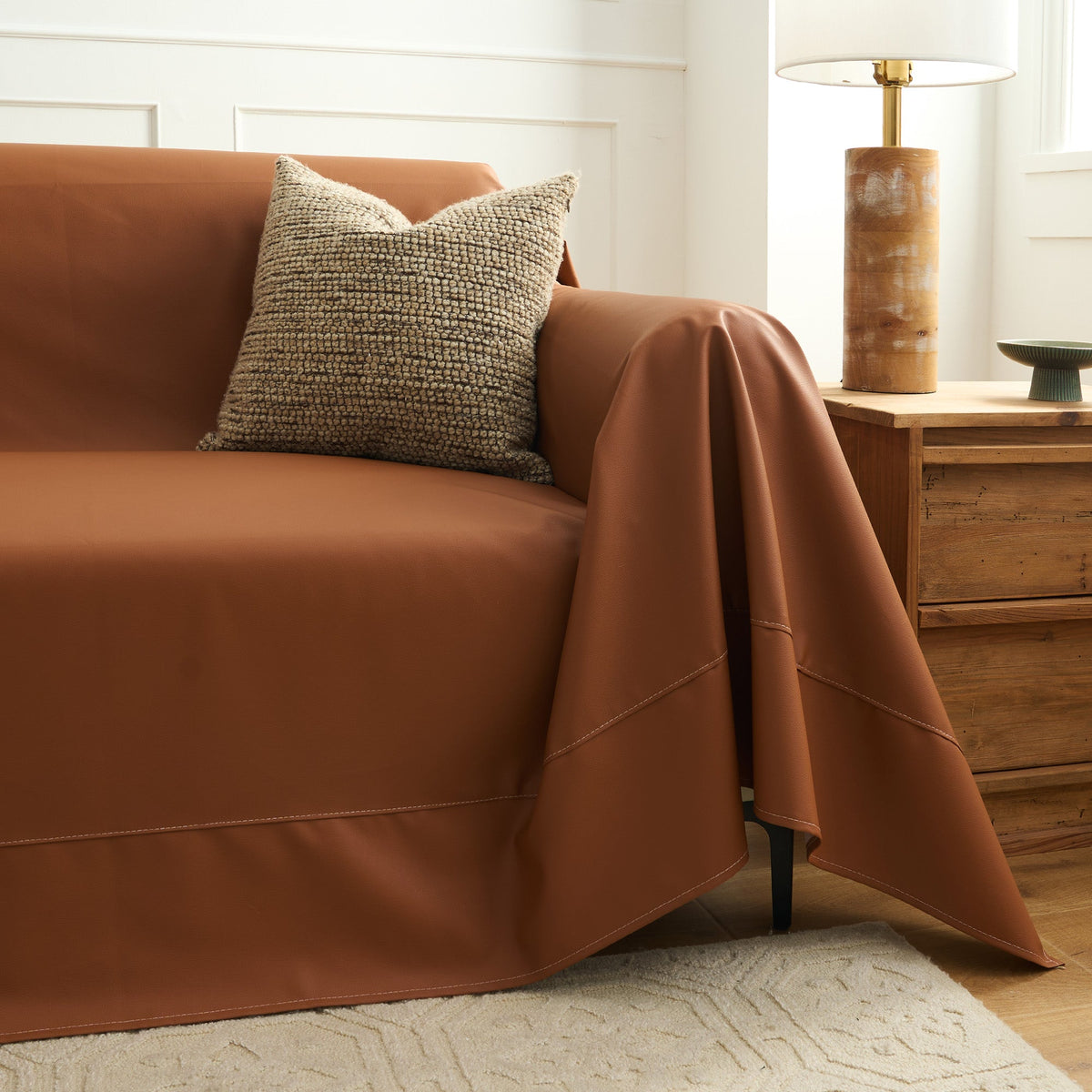 Spill-Resistant Premium Faux Leather Sofa/Couch Cover