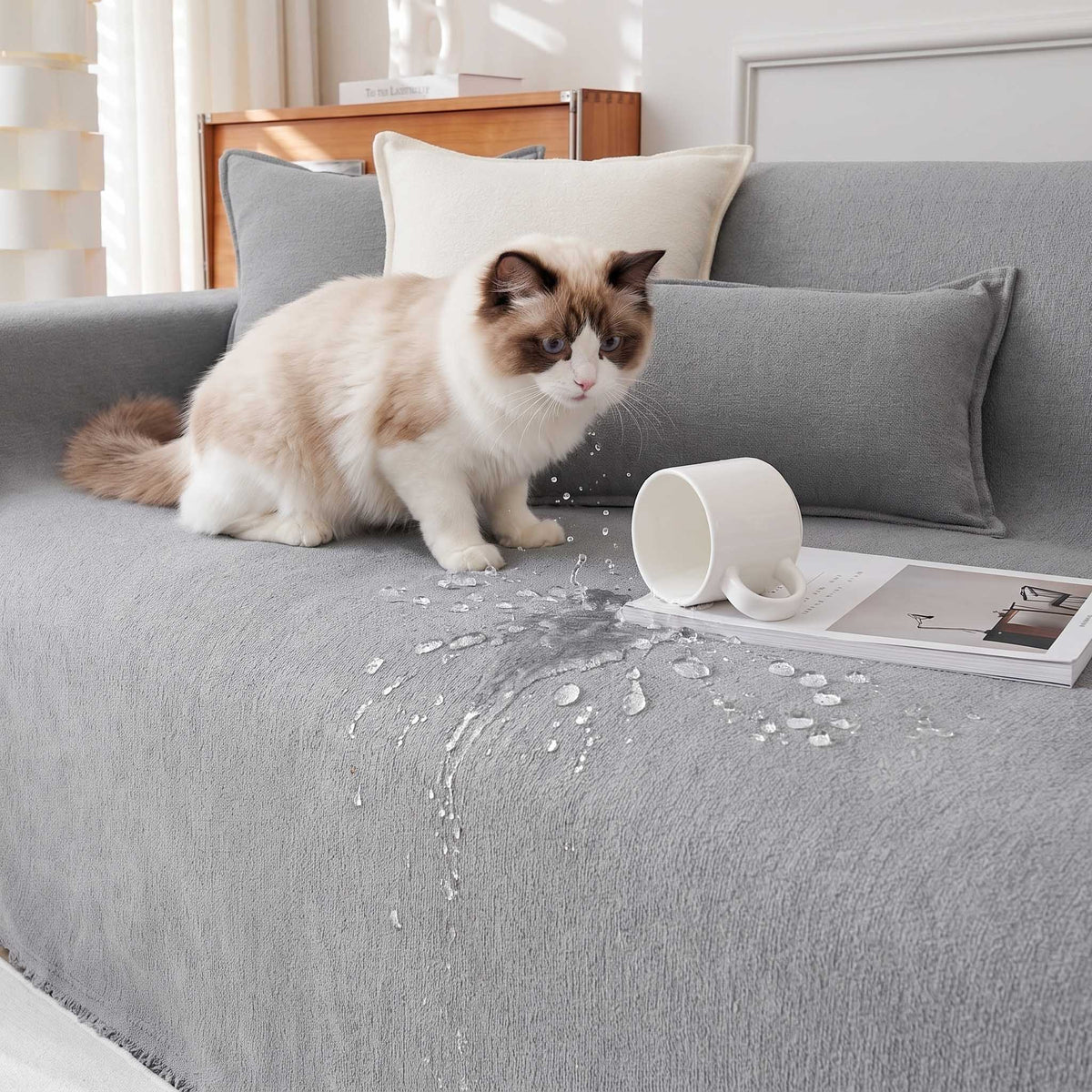 Spill-Resistant AquaLux Sofa/Couch Cover for Pet Owners