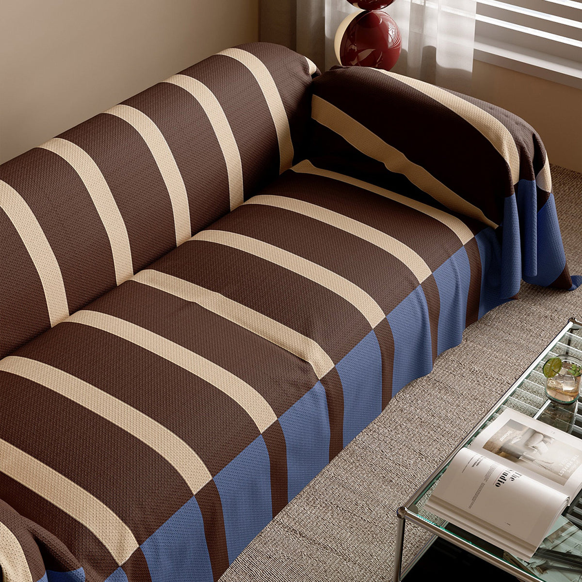Modern Striped Bold Sofa Cover Anti-Spill Lightweight Stylish Easy-to-Clean Couch Protection for a Cozy Home Upgrade