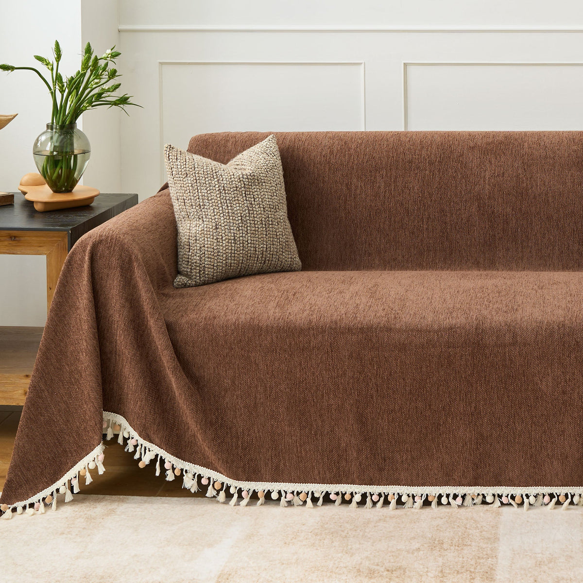 Pet Friendly Herringbone Tassel Luxe Sofa/Couch Cover