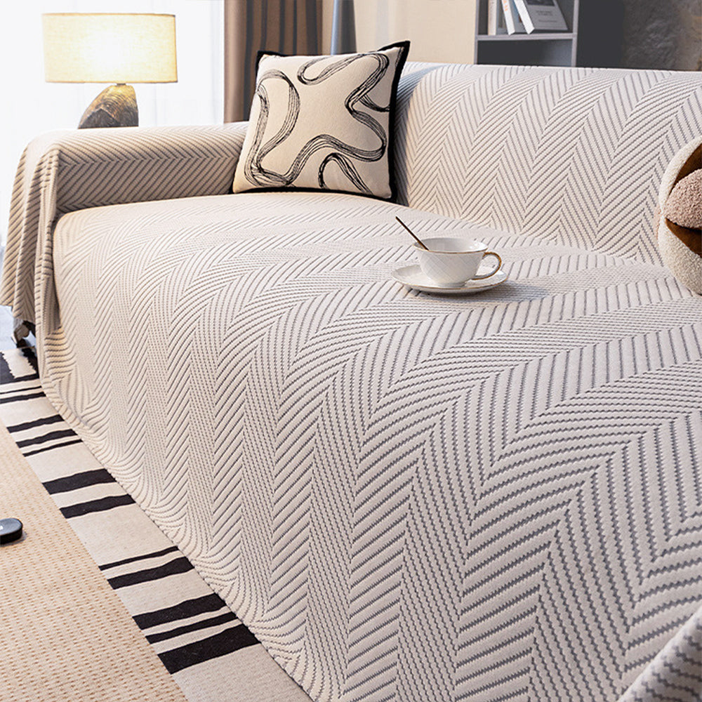 Elegant Washable Herringbone Chenille Sofa Cover
