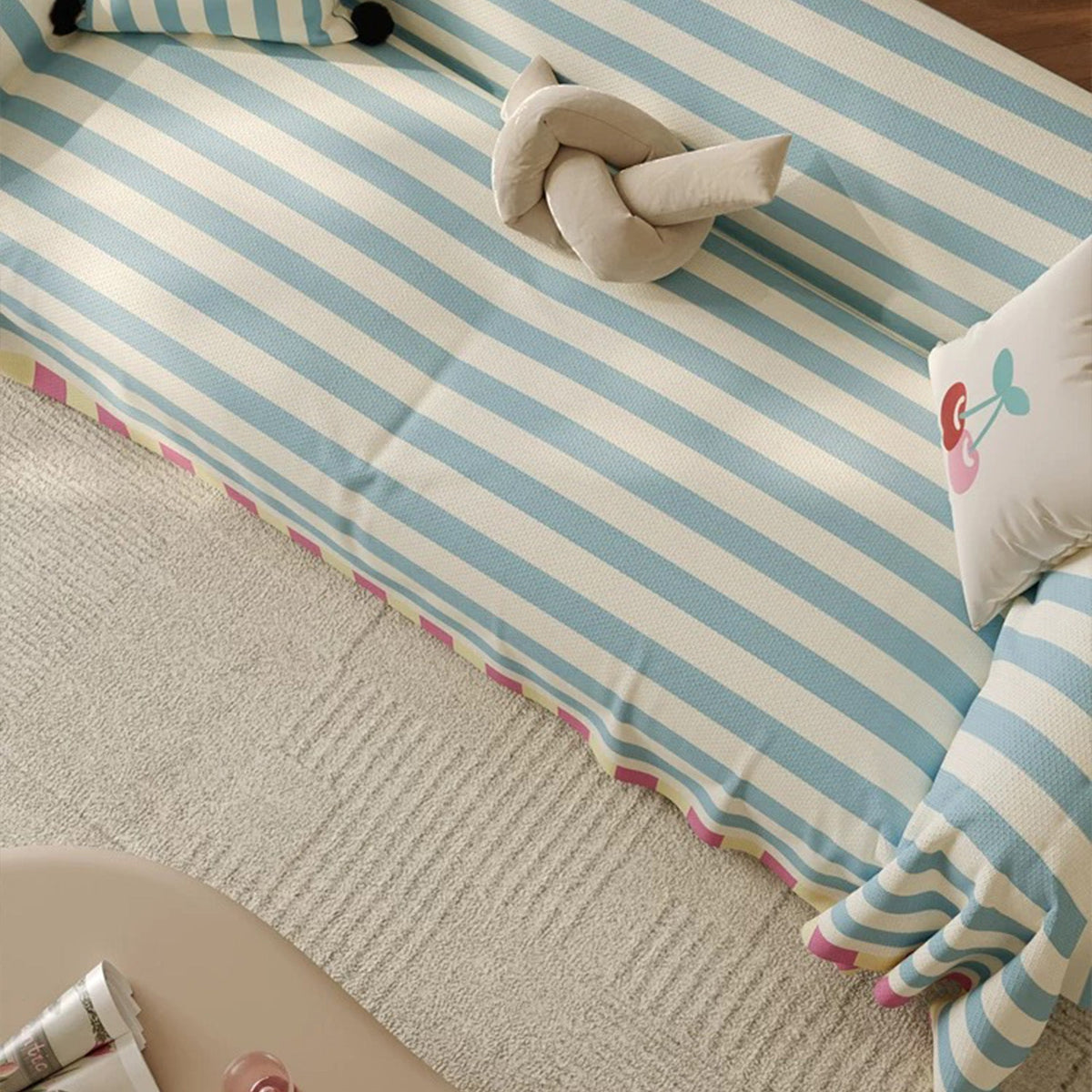 Bold Candy Striped Colorful Multi-Purpose Couch Cover Soft Stylish Breathable Sofa Protection for a Cozy Hassle-free Home