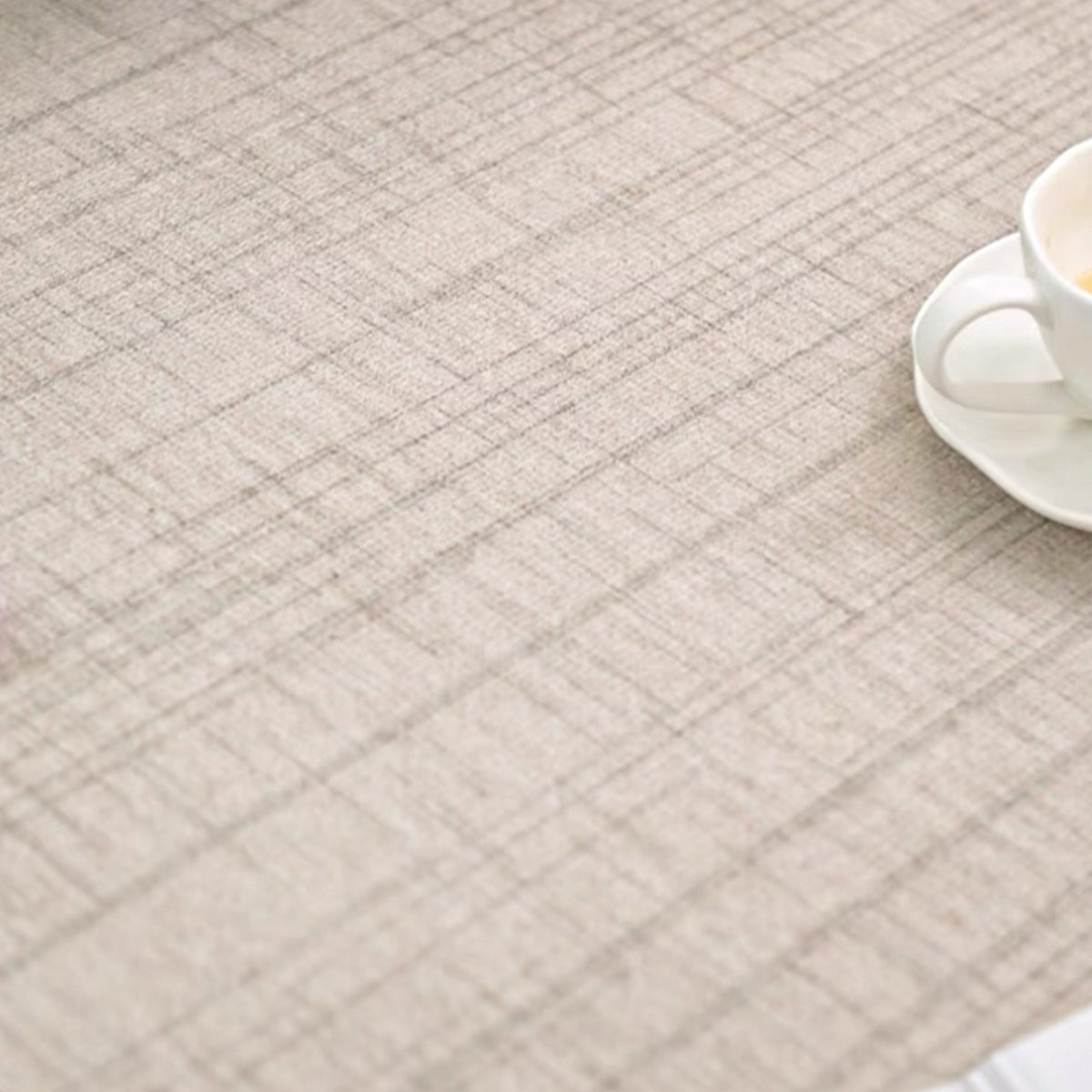 Easy Clean Rug Beige Harmony Border Spillproof Pet-Friendly Minimalist Living Room Area Rug