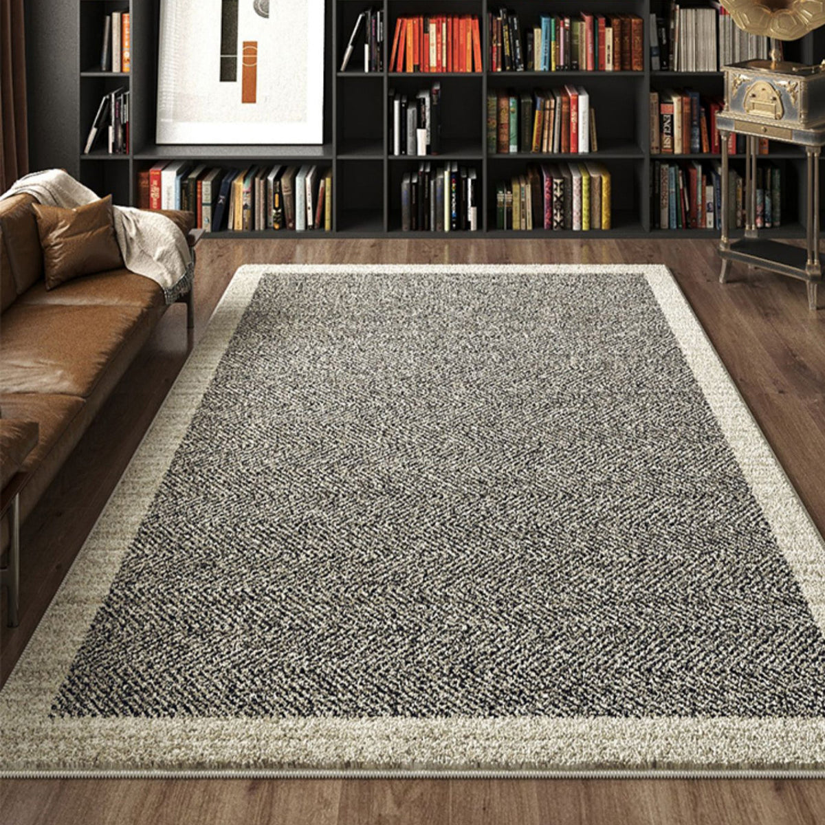 Easy Clean Rug Elegant Herringbone Spillproof Pet-Friendly Living Room Large Area Rug