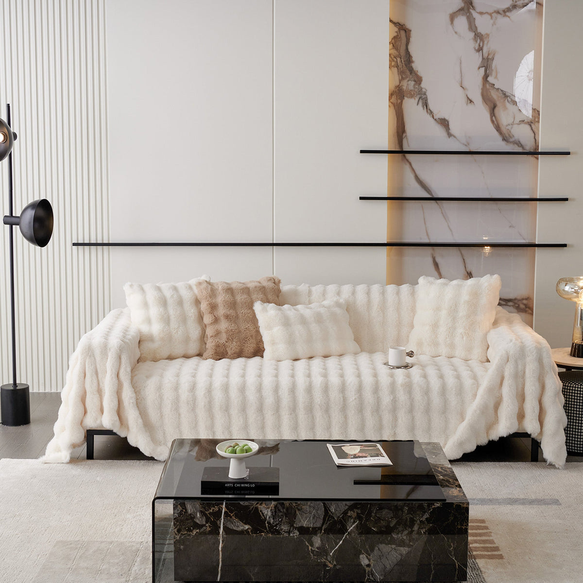 Luxe Ripple Faux Fur Sofa/Couch Cover