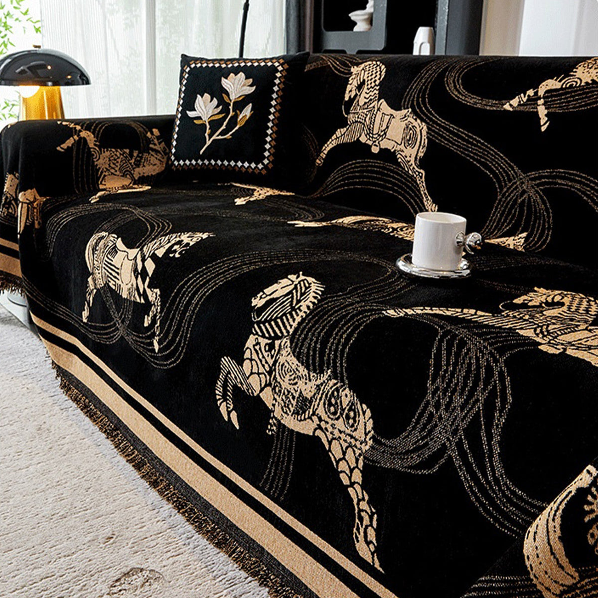 Regal Horse Patterned Sofa Cover