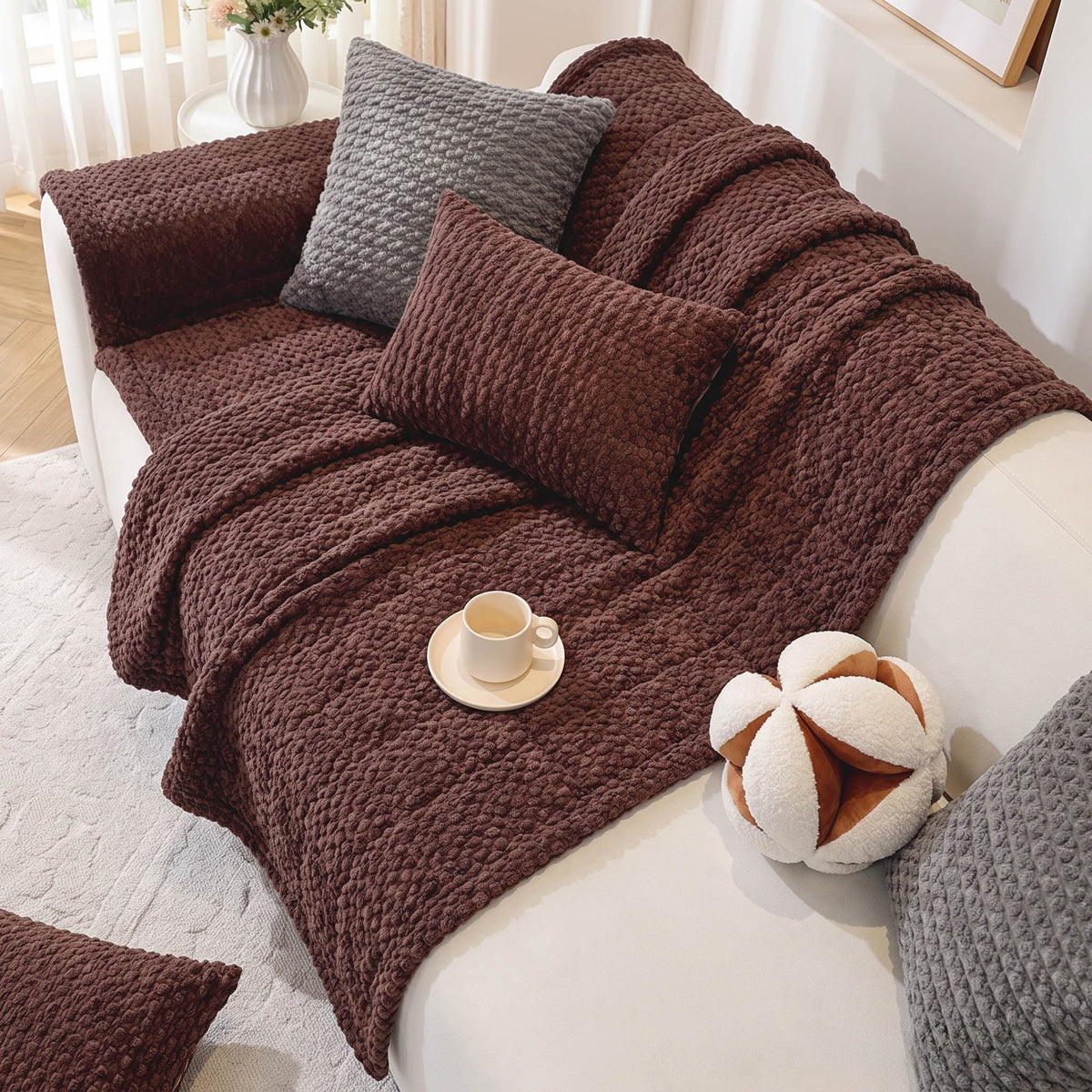 Cozy Corduroy Plush Nonslip Sofa/Couch Cover