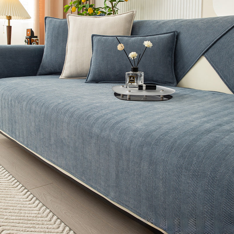 Chenille Herringbone Sofa Cover