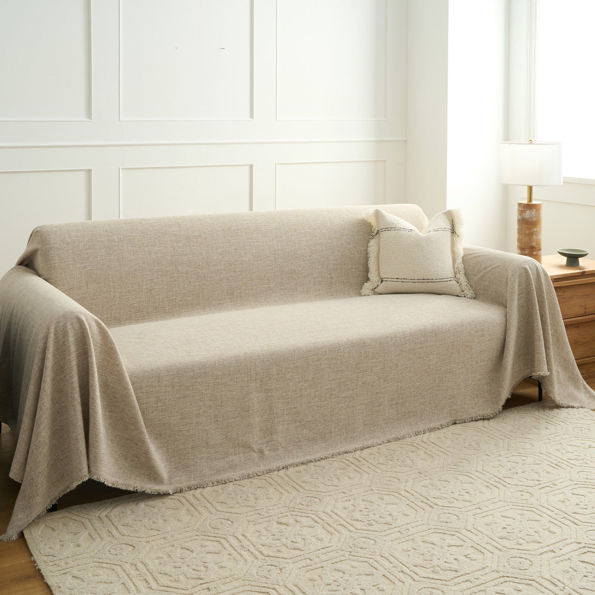 Faux Linen Sofa Cover