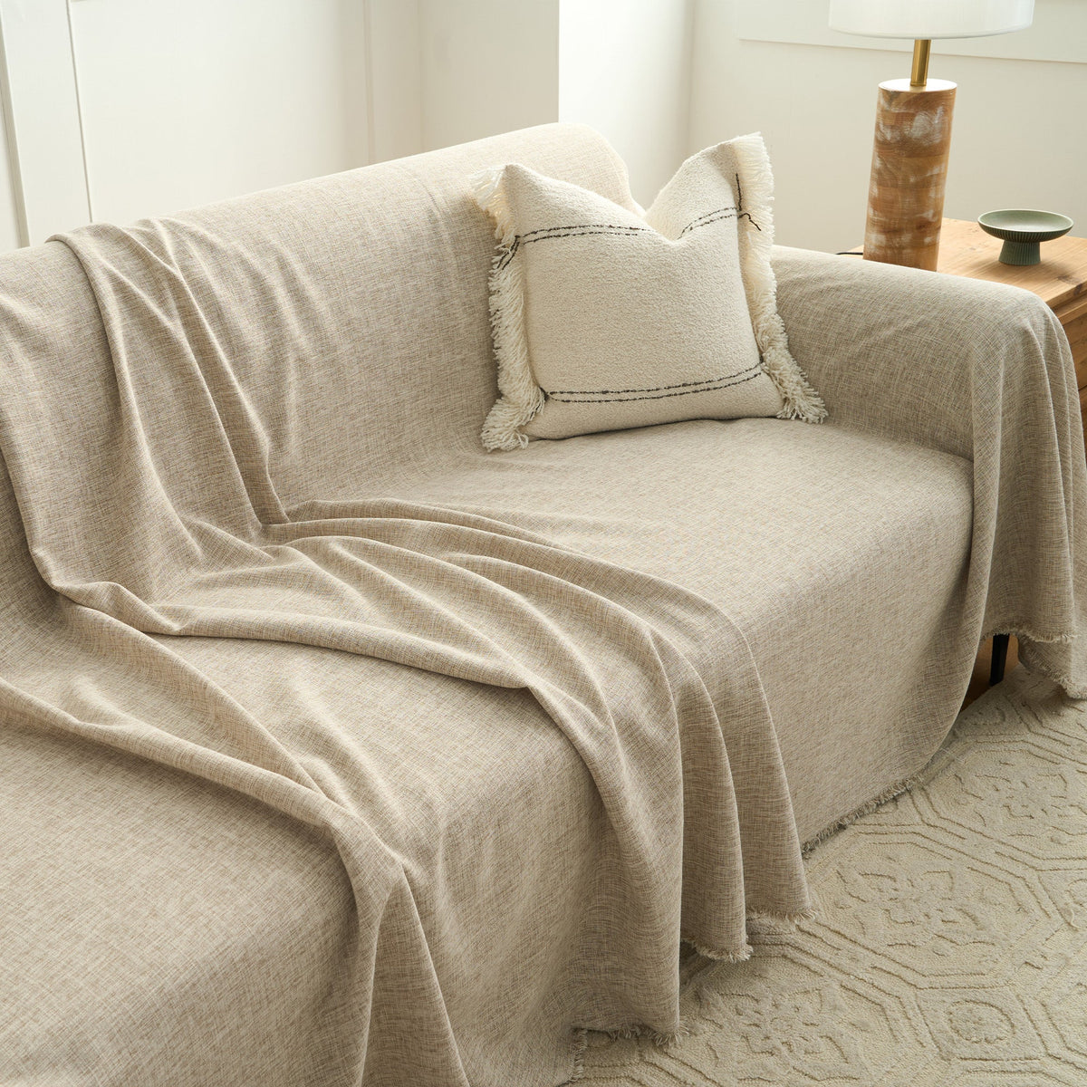 Faux Linen Sofa Cover