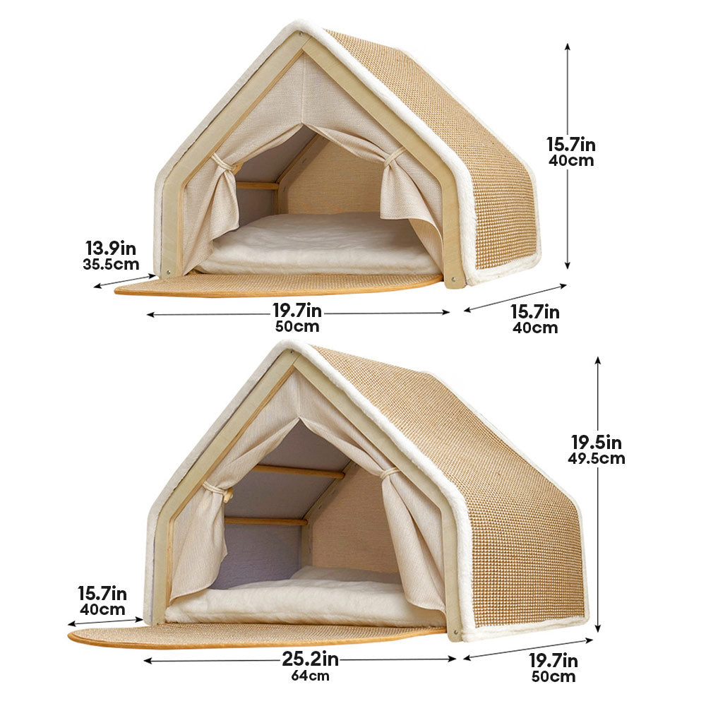 All-in-One Cat Tent with Scratching Roof and Cozy Sleeping Area