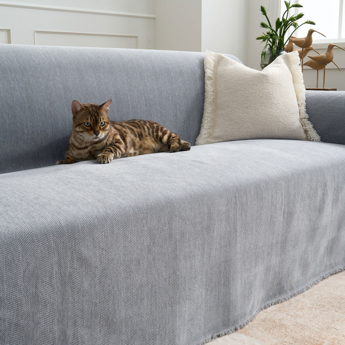 Durable Pet Friendly Herringbone Sofa/Couch Cover