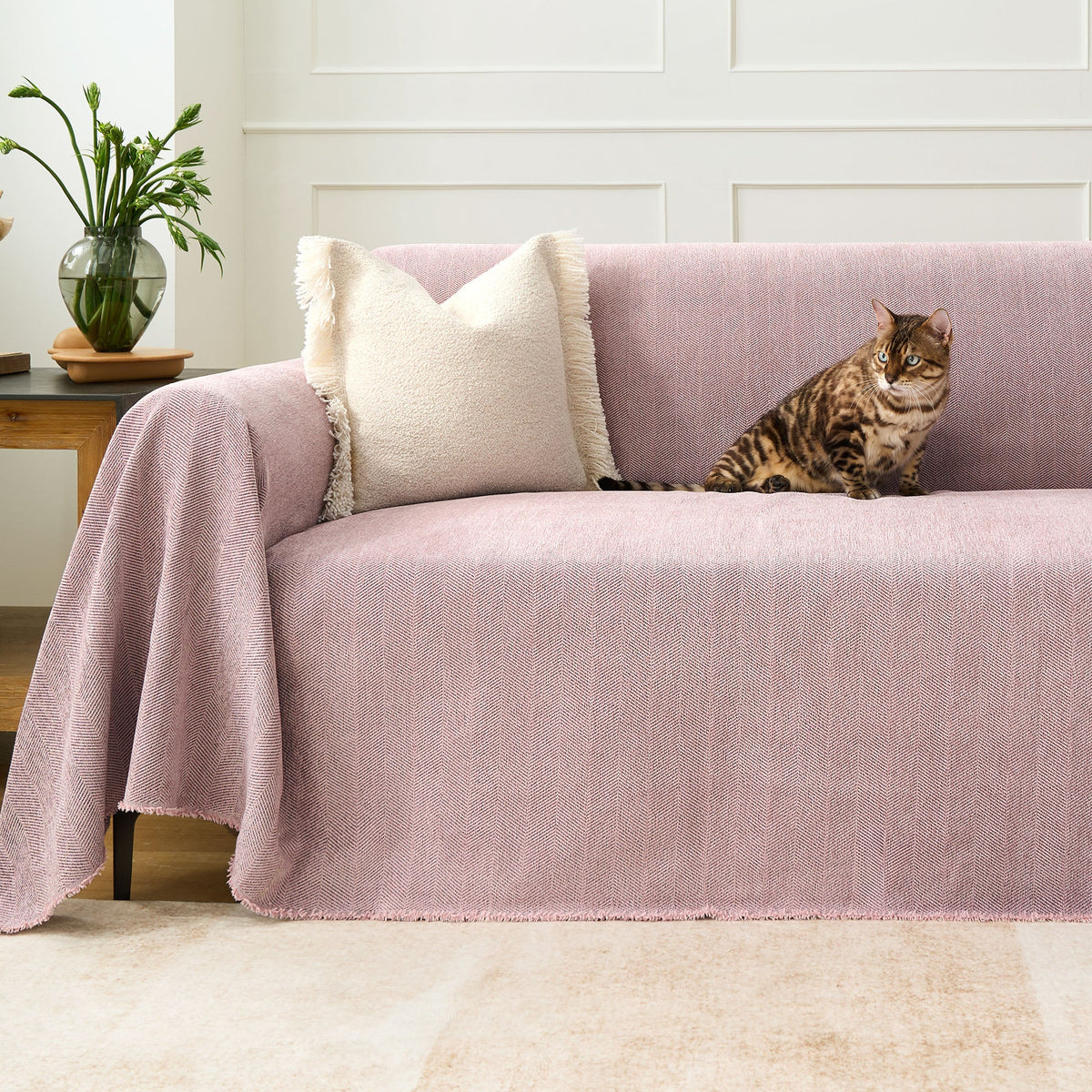 Durable Pet Friendly Herringbone Sofa/Couch Cover