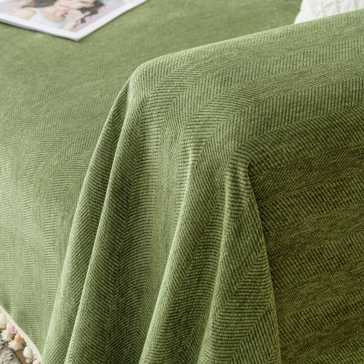Pet Friendly Herringbone Tassel Luxe Sofa/Couch Cover