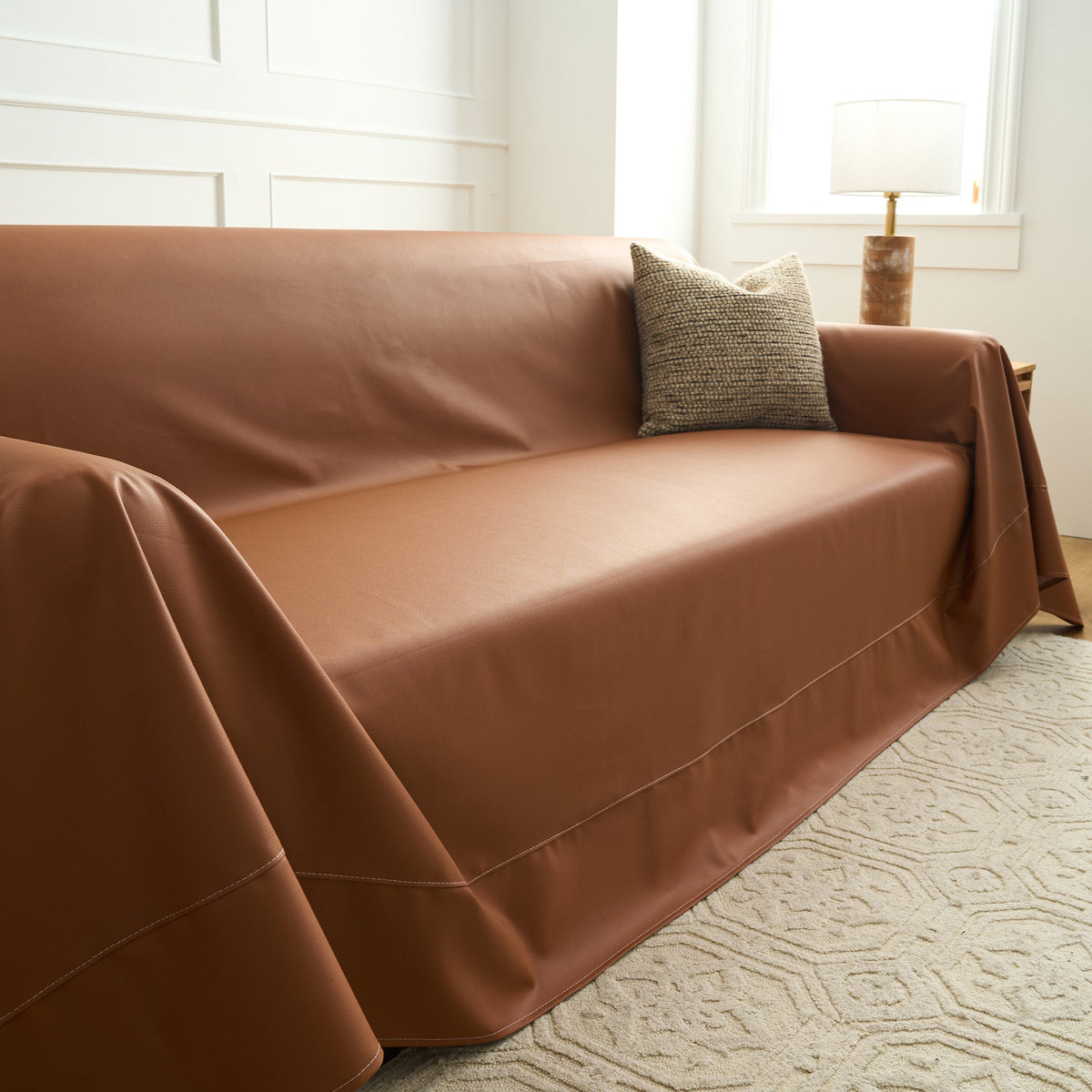 Spill-Resistant Premium Faux Leather Sofa/Couch Cover