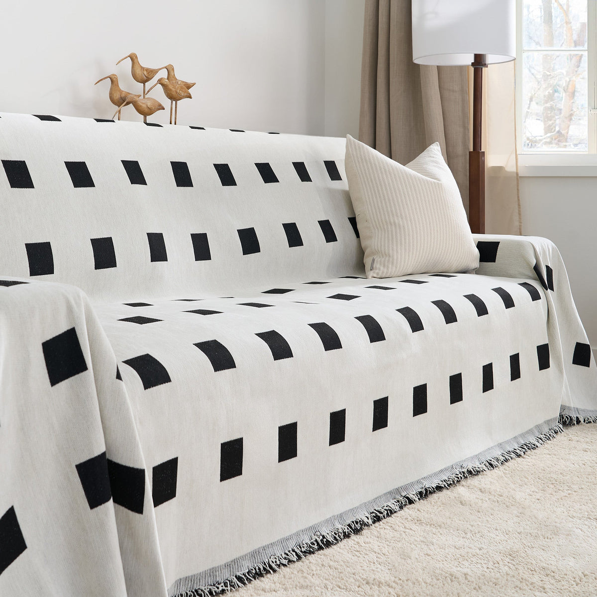Checkered Onyx Reversible Comfort Sofa / Couch Cover