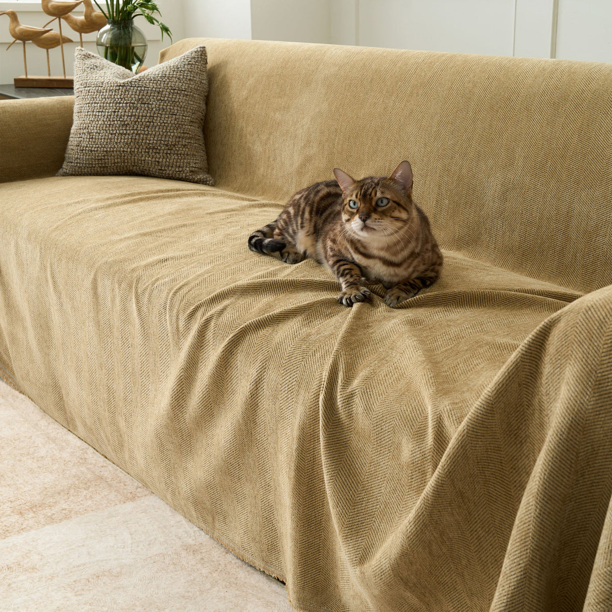 Durable Pet Friendly Herringbone Sofa/Couch Cover