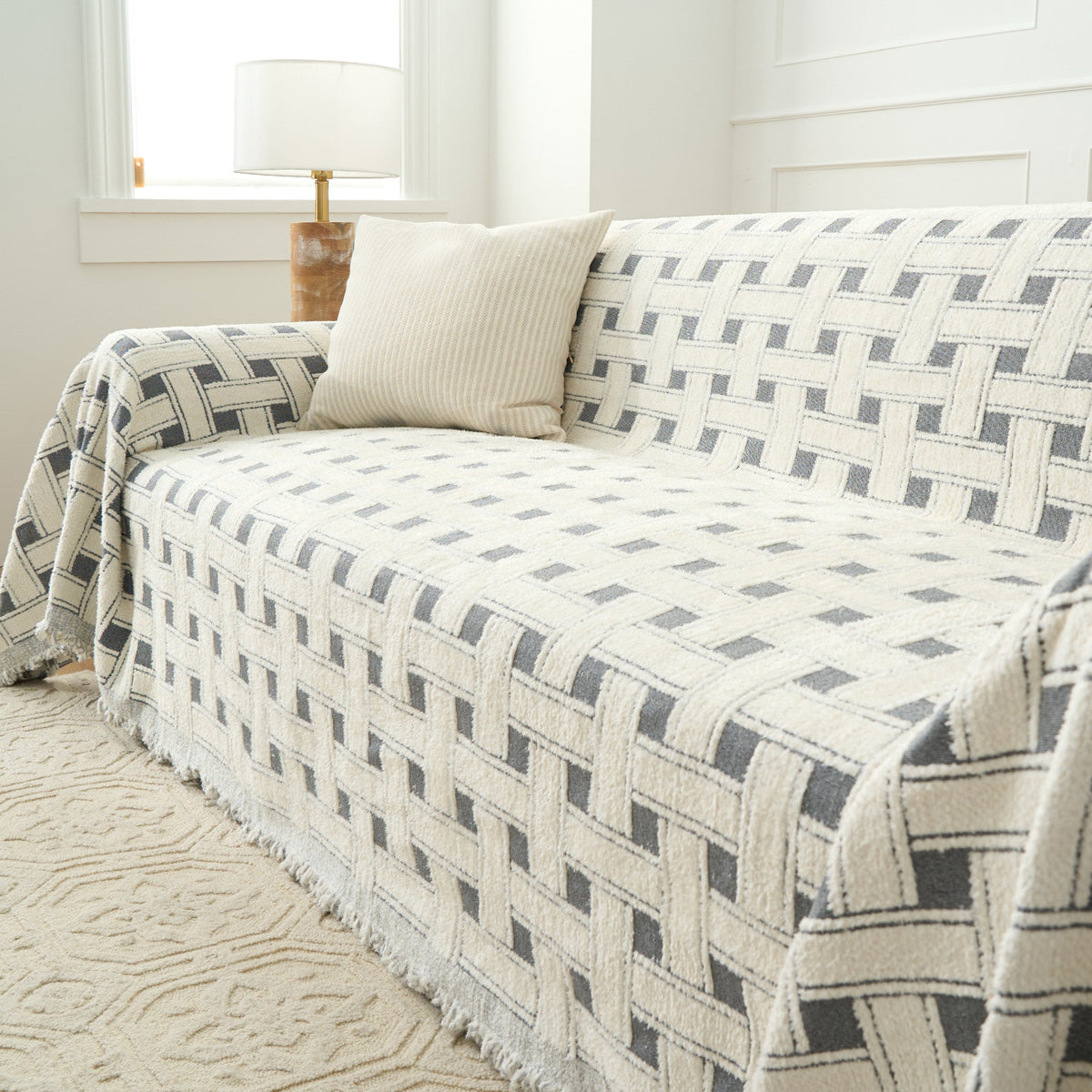 Cozy Winter Crosshatch Style Sofa/Couch Cover
