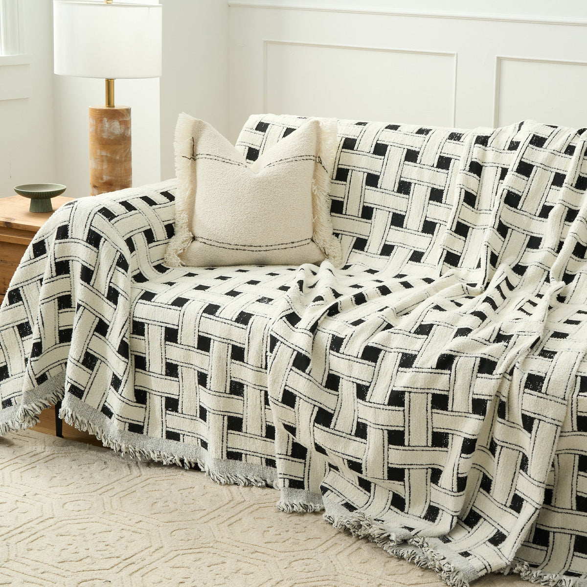 Cozy Winter Crosshatch Style Sofa/Couch Cover