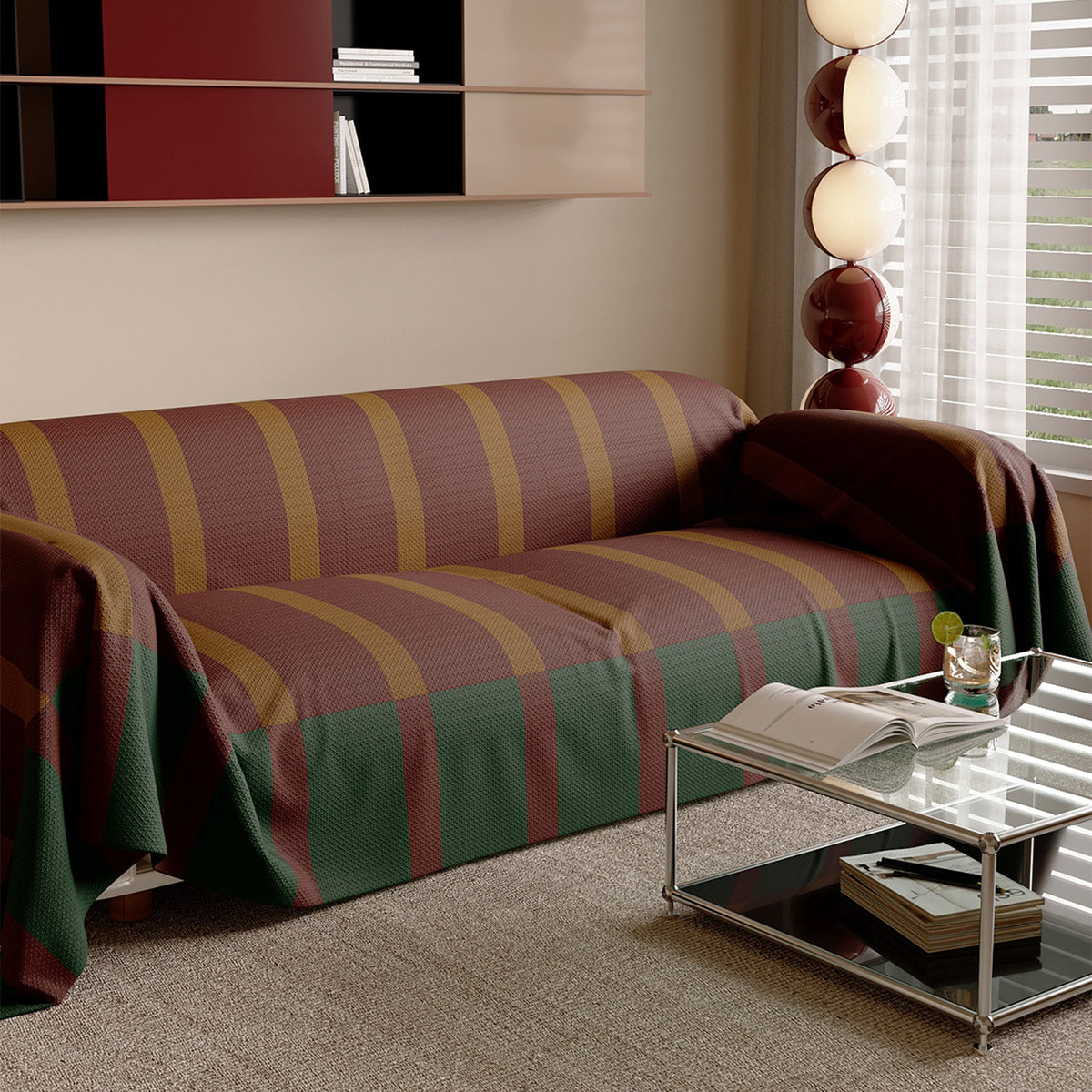 Modern Striped Bold Sofa Cover Anti-Spill Lightweight Stylish Easy-to-Clean Couch Protection for a Cozy Home Upgrade
