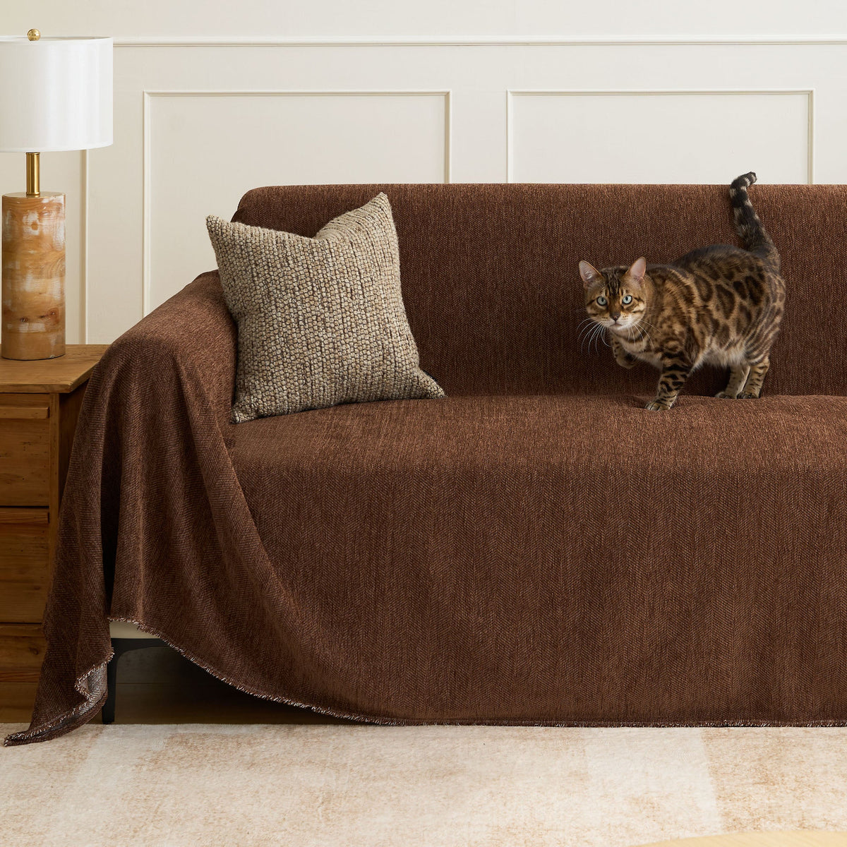 Durable Pet Friendly Herringbone Sofa/Couch Cover