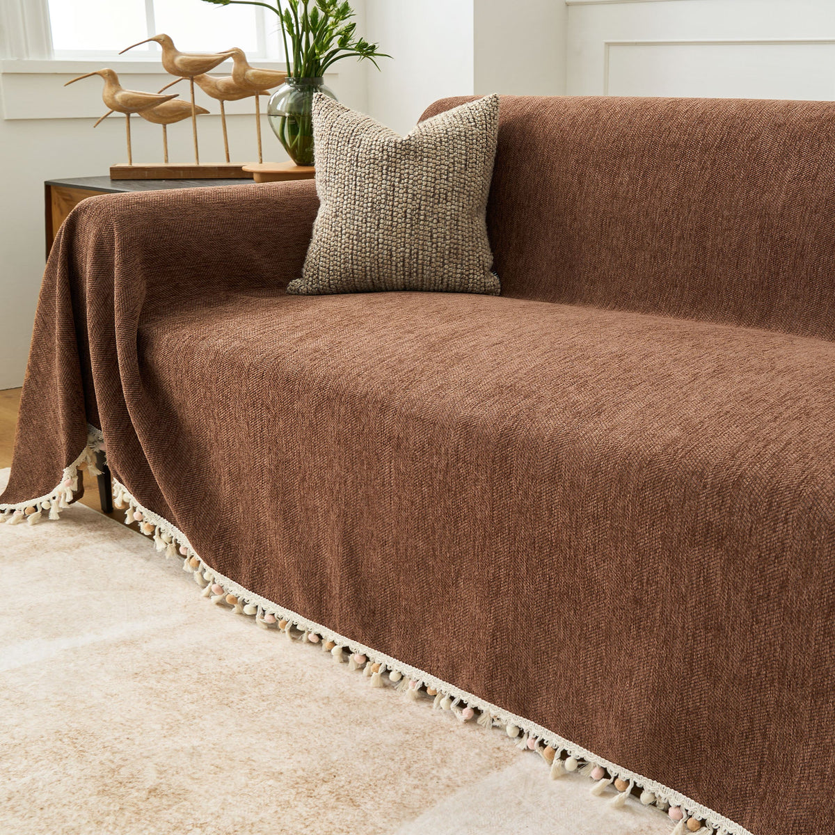 Pet Friendly Herringbone Tassel Luxe Sofa/Couch Cover