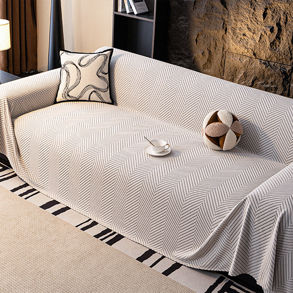 Elegant Washable Herringbone Chenille Sofa Cover