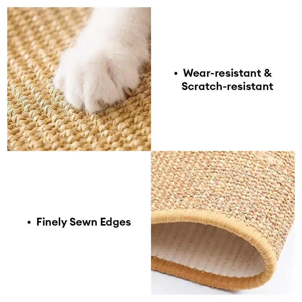 Faux Sisal Cat Scratcher Mat Sofa Protector with Velcro Tape