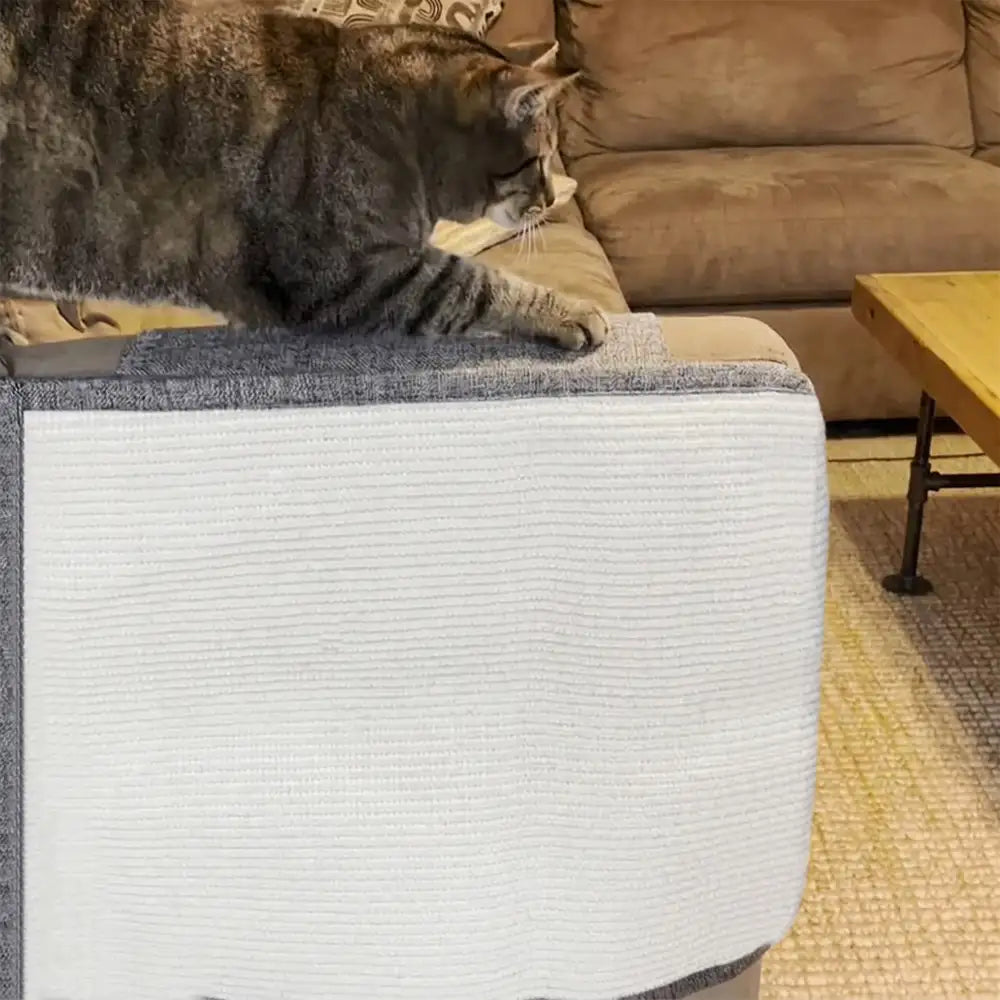 Fully Wrapped Cat Scratcher Mat Faux Sisal Sofa Armrest Protection for Cats