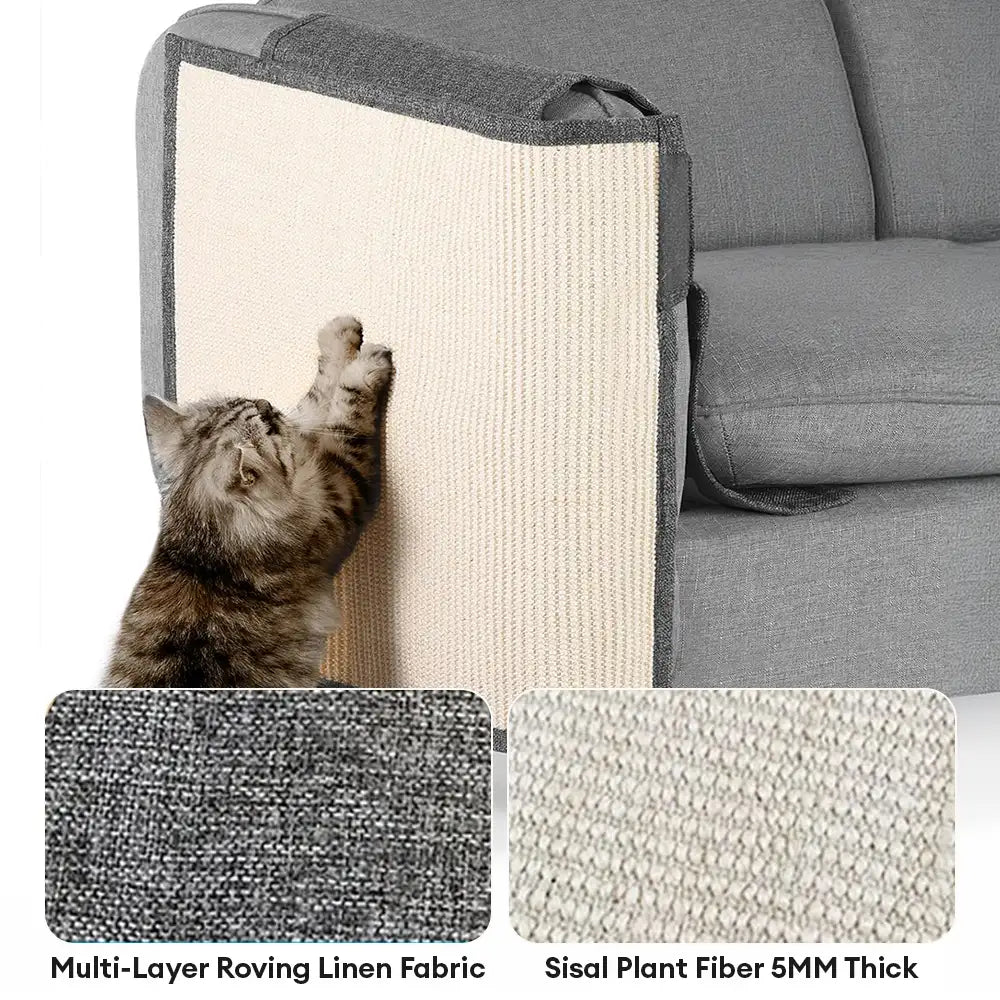 Fully Wrapped Cat Scratcher Mat Faux Sisal Sofa Armrest Protection for Cats