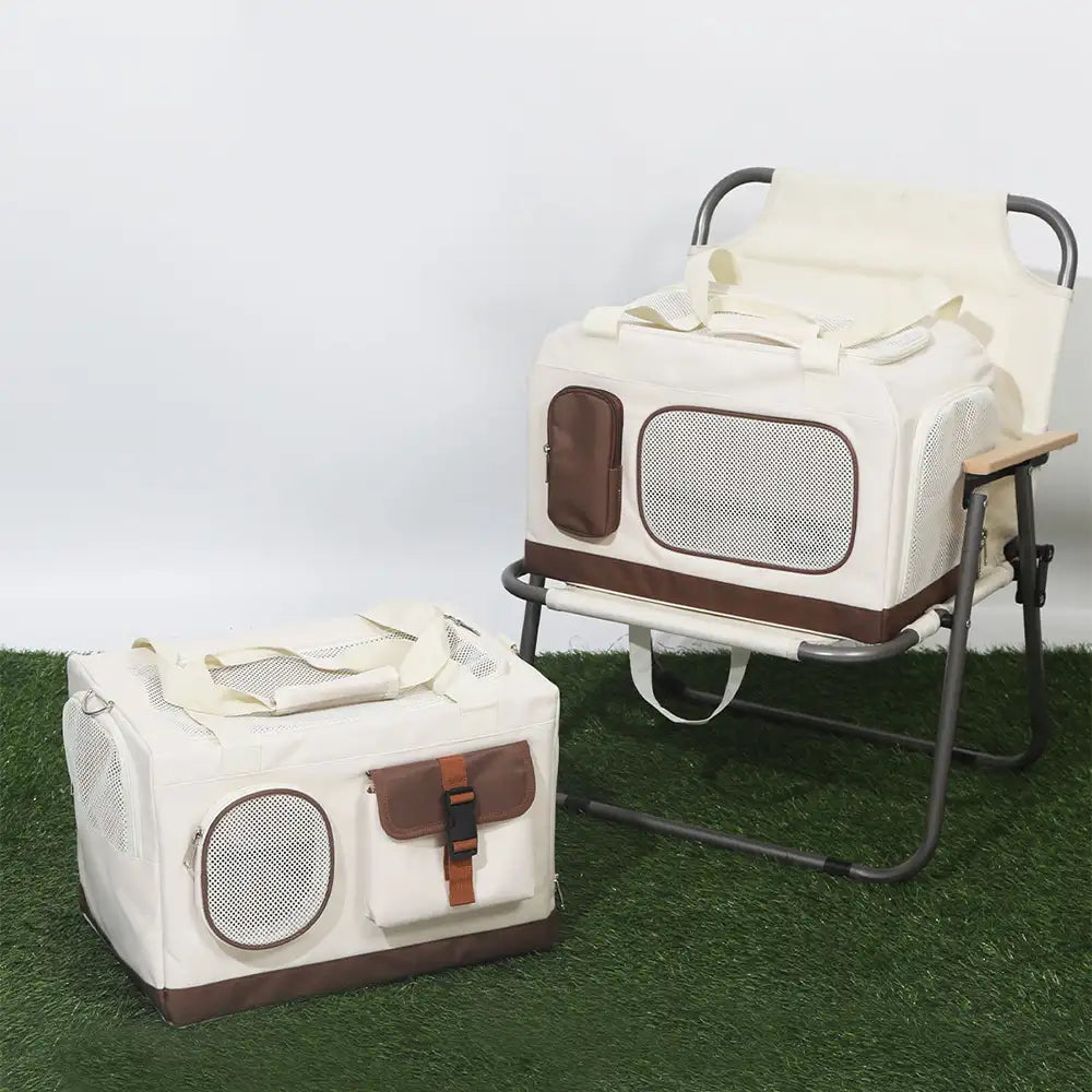 Travel Carrier Double-Layer Foldable Cat Bag with Detachable Trolley