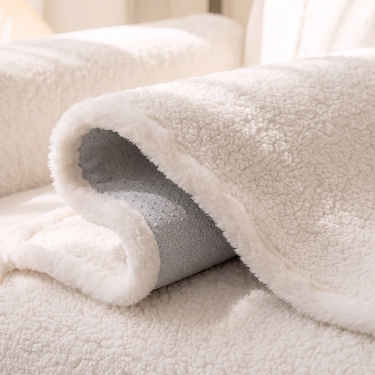 Cozy Shearling Sherpa Nonslip Sofa/Couch Cover