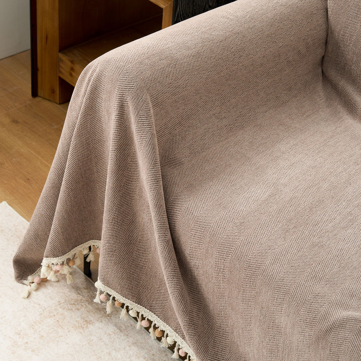 Pet Friendly Herringbone Tassel Luxe Sofa/Couch Cover