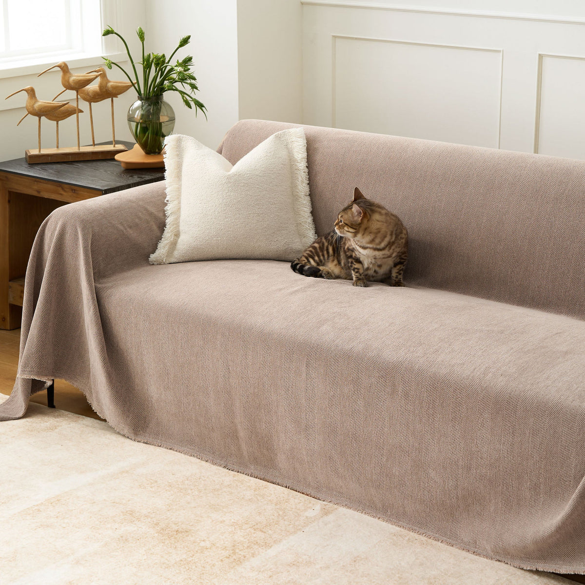 Durable Pet Friendly Herringbone Sofa/Couch Cover