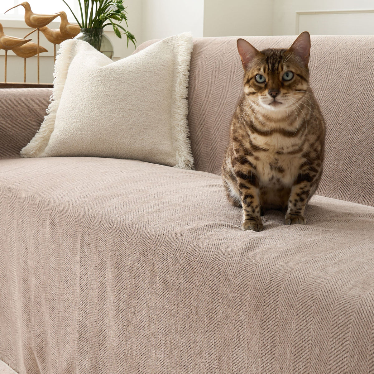 Durable Pet Friendly Herringbone Sofa/Couch Cover