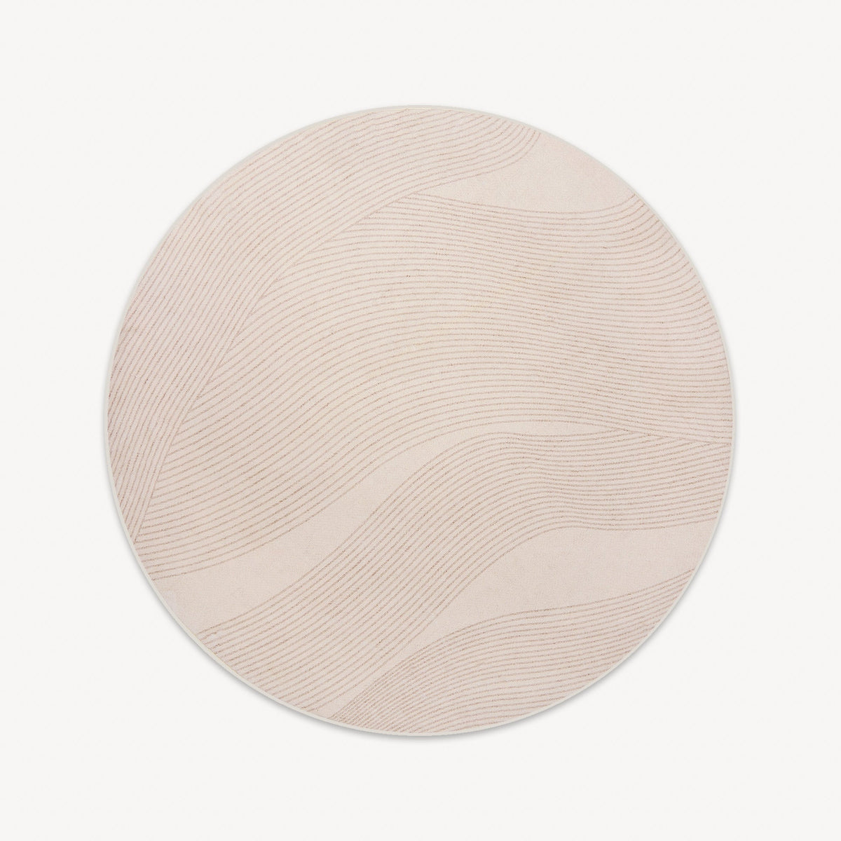Easy Clean Rug Sand Wave Pattern Round Spillproof Pet-Friendly Modern Living Room Plush Round Rug
