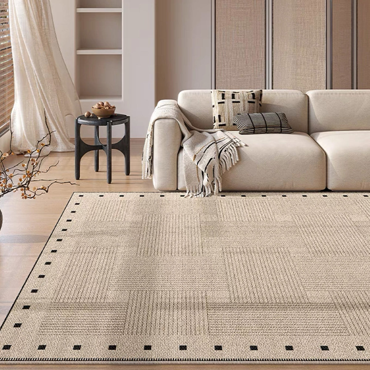 Easy Clean Rug Classic Checkerboard Spillproof Modern Living Room Area Rug