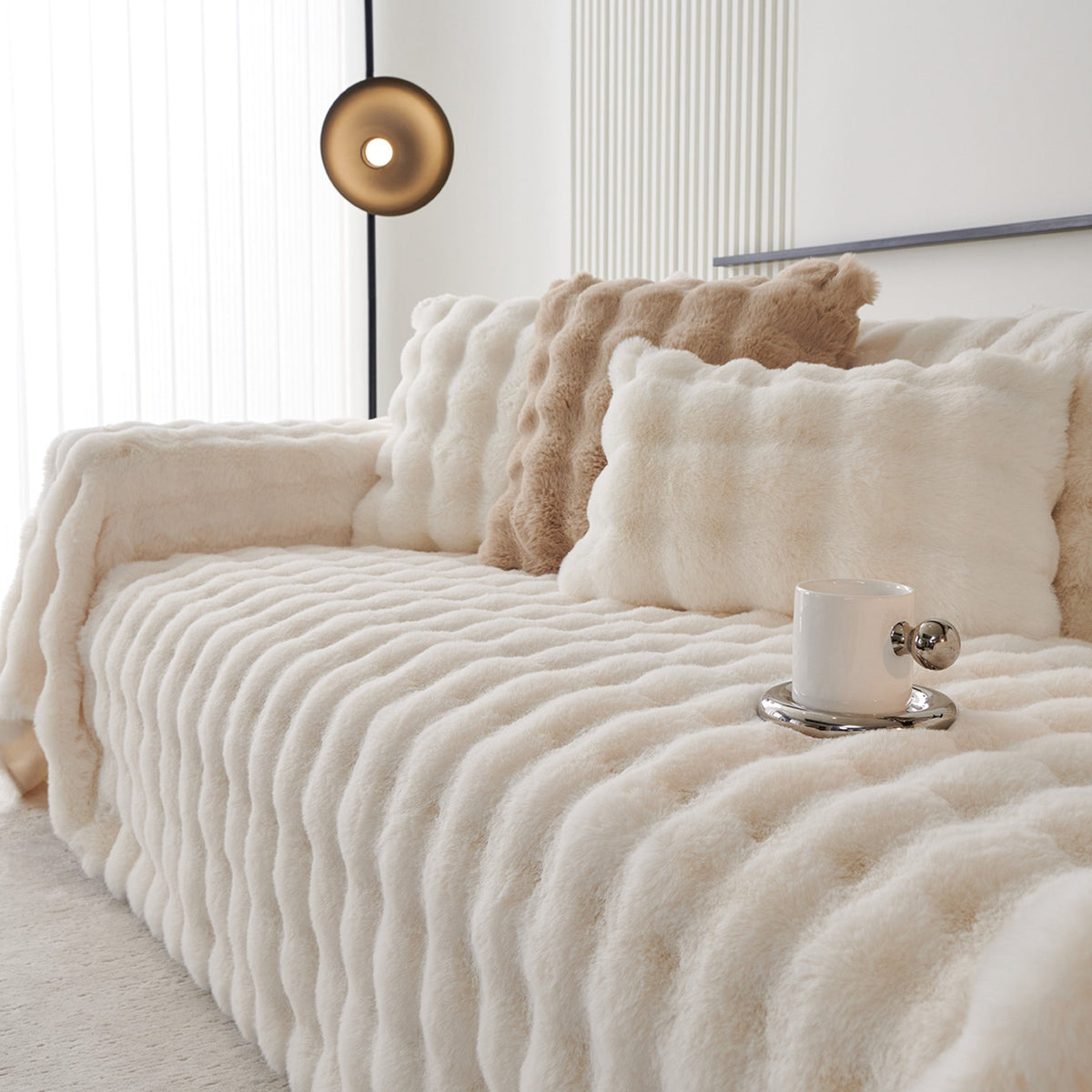 Luxe Ripple Faux Fur Sofa/Couch Cover